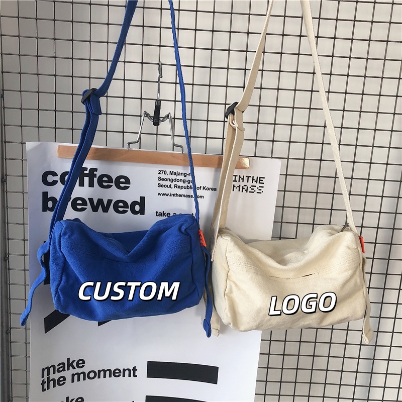 Women Bags Logo - カスタムロゴ入りキャンバス学生用クロスボディバッグ、調節可能な幅広ストラップスリングバッグ、学校や旅行用のカジュアル大容量ショルダーバッグ