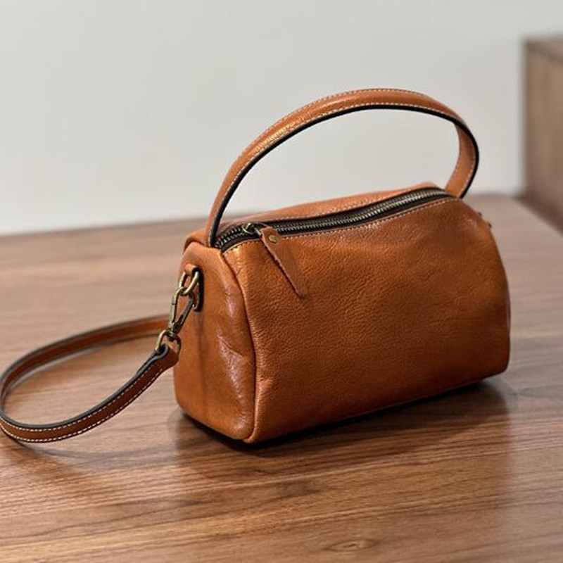 Doctor Bag Leather - 女性のためのクラシックなレトロな牛革ショルダーバッグ,本物のショルダーバッグ,柔らかいハンドバッグ,デザイナーの財布,クラッチ,牛革