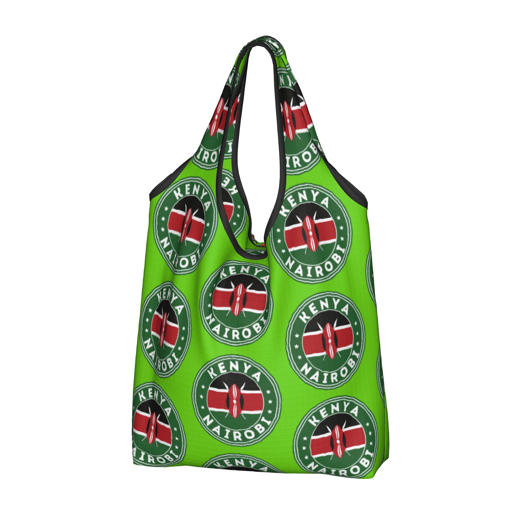 Women Bags Kenya - 再利用可能なケニアナイロビ旗ショッピングバッグ女性用トートバッグポータブル食料品買い物バッグ
