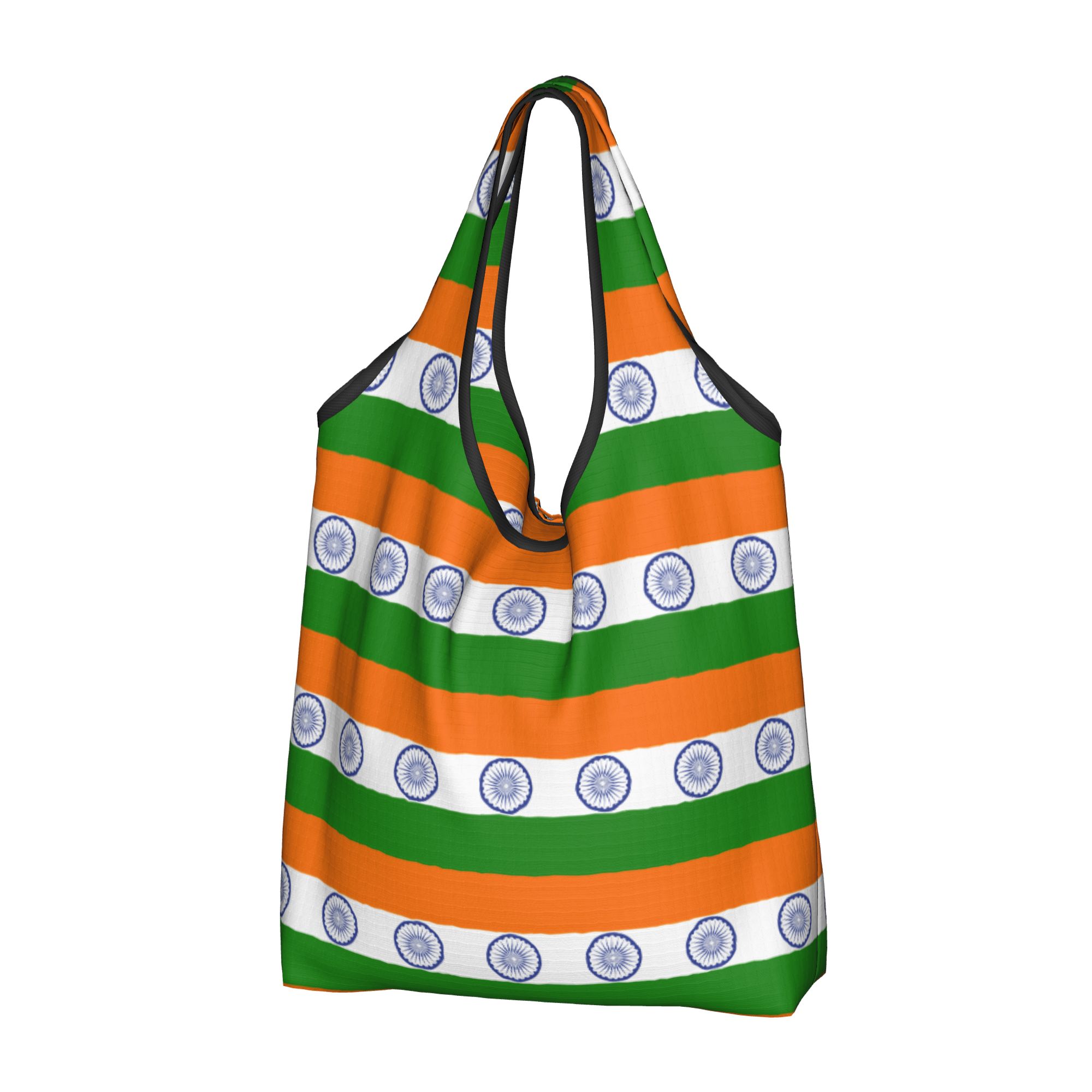 Women Bags India - 再利用可能なインド国旗ショッピングバッグ女性用トートバッグポータブルインド愛国食料品買い物バッグ