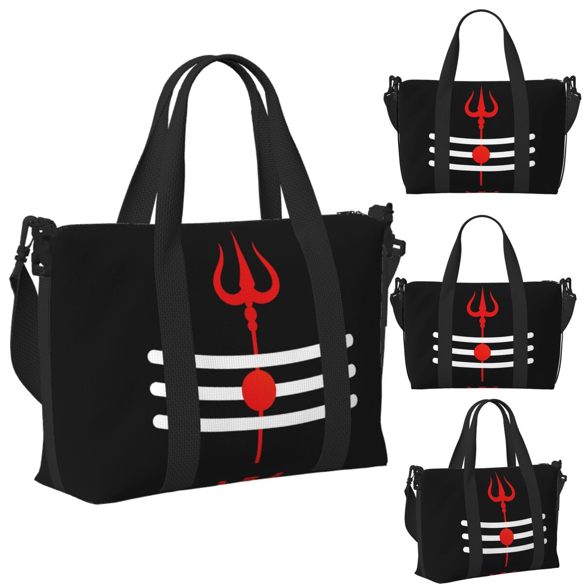 Women Bags India - カスタムシヴァヒンドゥー教の神インドリンガンシヴァトリシュールビーチトラベルバッグトートバッグ、ジムヨガ女性用ショッピングダッフルショルダーバッグ