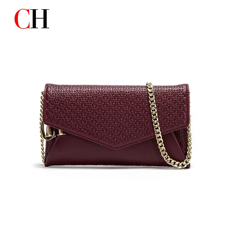 Women Bags Logo - CH ファッション レディース クロスボディバッグ テクスチャードレザー クラッチ