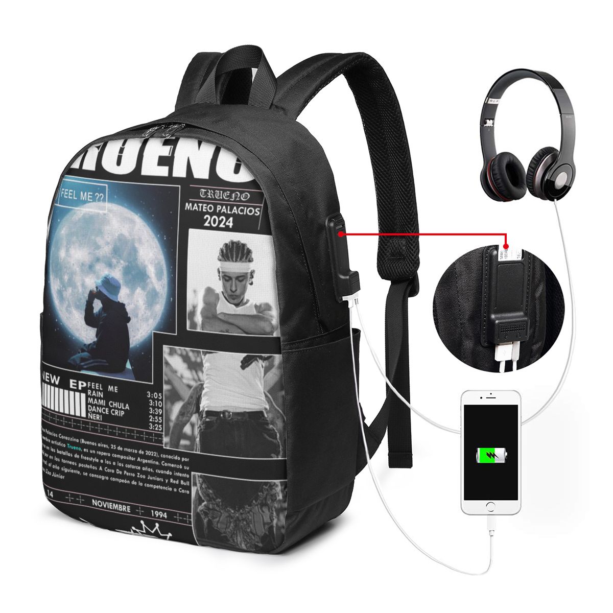 Women Bags For College - 面白いトゥルーノヒップホップラッパーバックパック旅行ノートブックバッグコンピュータ大学生スクールバッグラップトップショルダーバッグ男性女性用