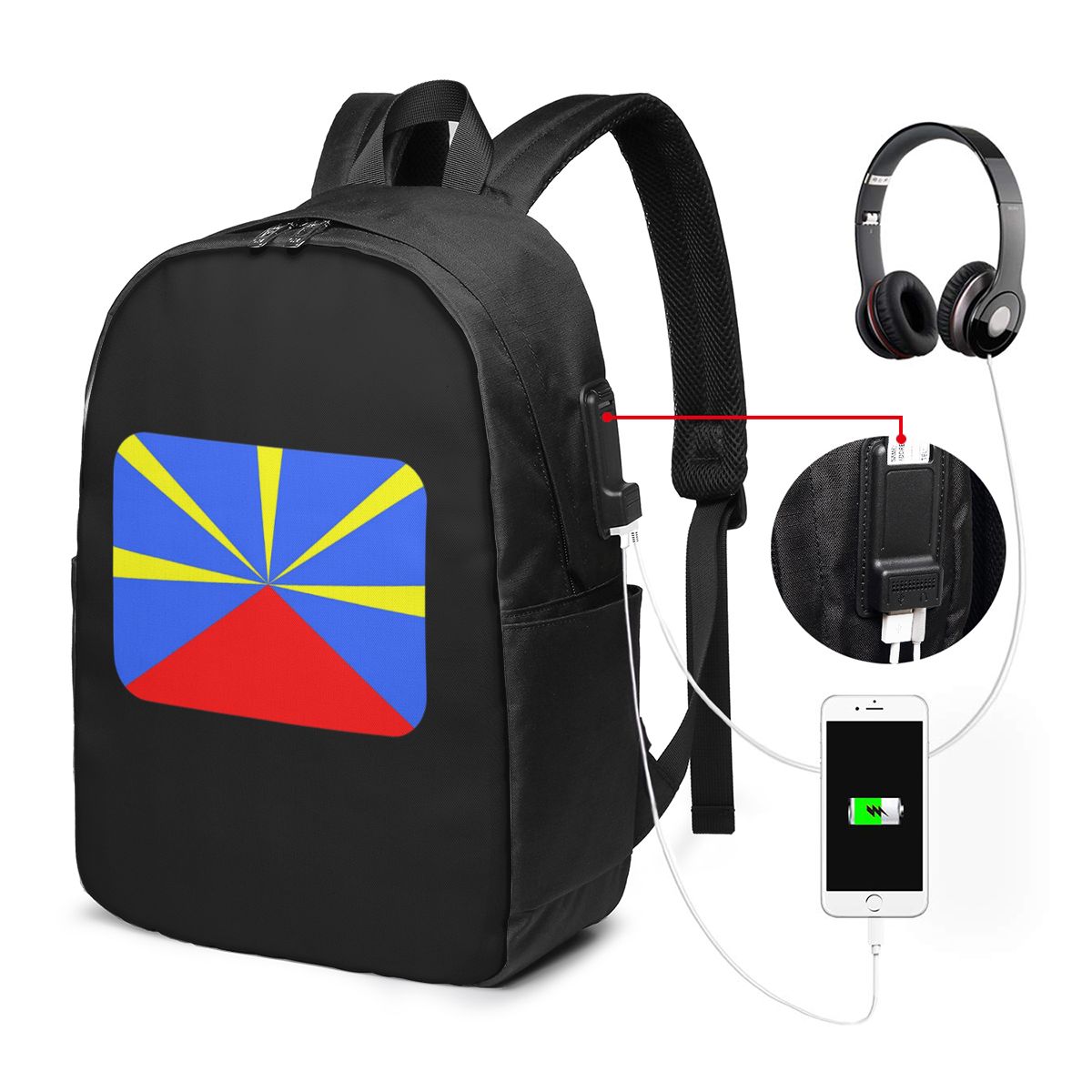 Women Bags For College - 974 レユニオン島旗バックパック旅行ノートブックバッグコンピュータ大学生スクールバッグラップトップショルダーバッグ男性女性用