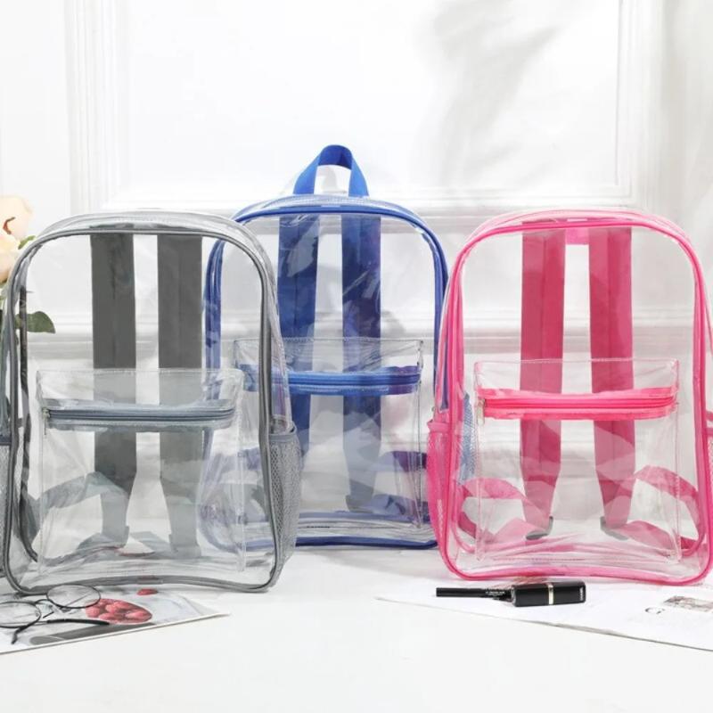 Women Bags Designer - 透明な PVC バックパックアウトドアスポーツフィットネスナップサック大容量防水トラベルバッグ学校やジム用目に見えるデザイン