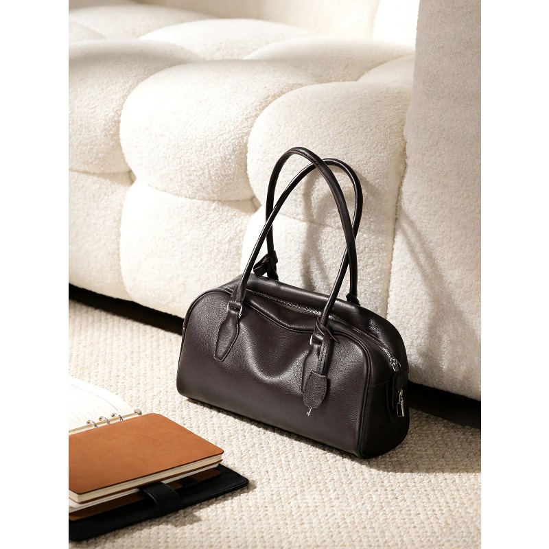 Women Bags India - 本革製 インド製 ロングハンドル ボウリングバッグ、新作ニッチ高級スタイルハンドバッグ、クロスボディバッグ