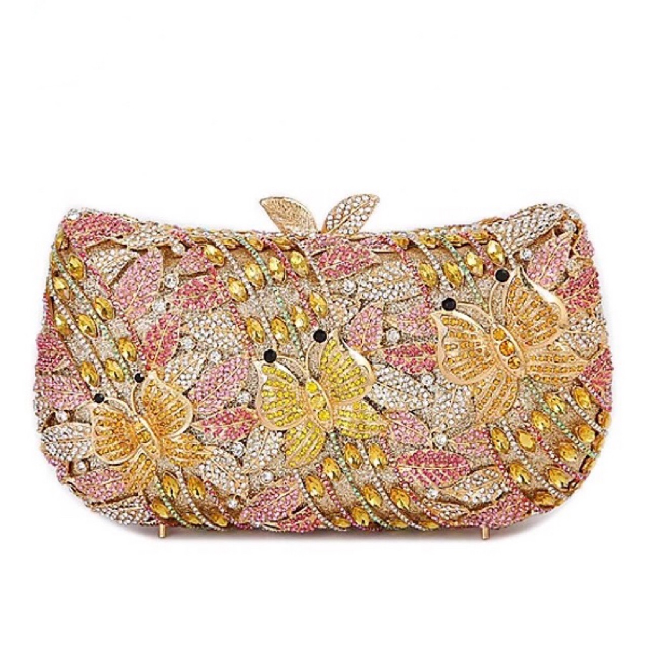 中空アウト女性イブニングバッグゴールドクリスタル宴会ハンドバ - Women Bags Gold のレビューと価格