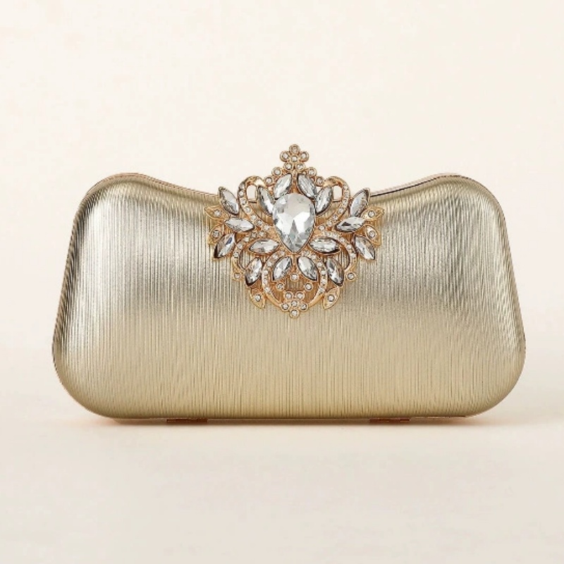 ダークグリーンベルベットクラッチバッグ高級ラインストーン花柄 - Women Bags Gold のレビューと価格