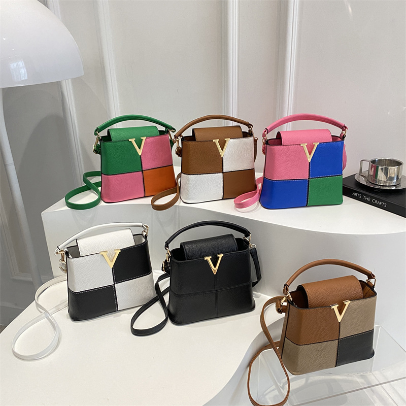 シックな V ロゴ ミニトートバッグ 高級レザー クロスボデ - Women Bags Logo のレビューと価格
