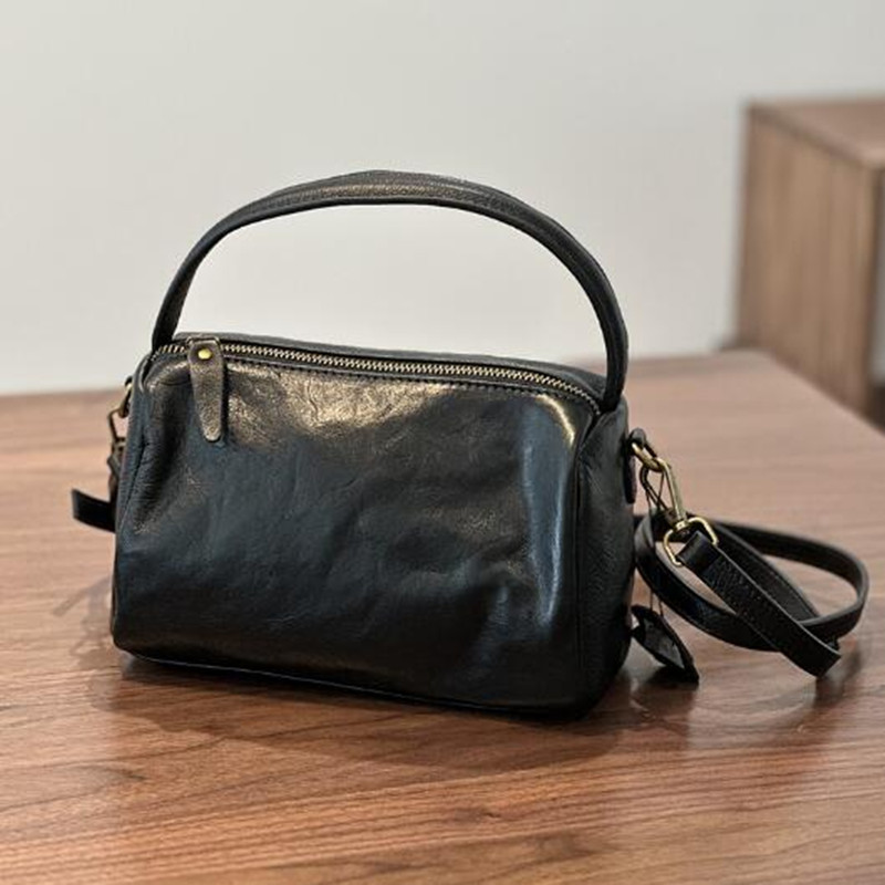 女性のためのクラシックなレトロな牛革ショルダーバッグ,本物の - Doctor Bag Leather のレビューと価格