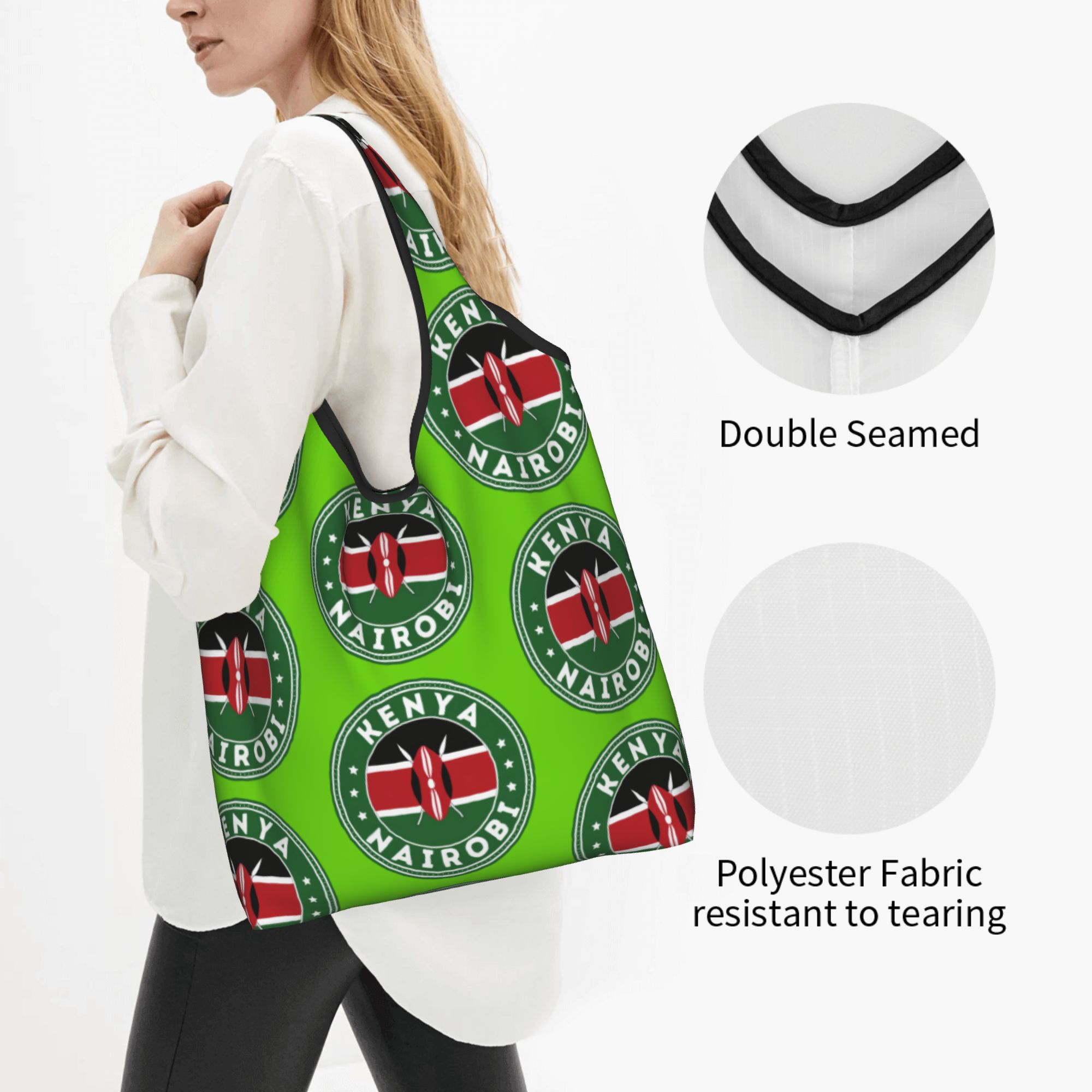 再利用可能なケニアナイロビ旗ショッピングバッグ女性用トートバ - Women Bags Kenya のレビューと価格
