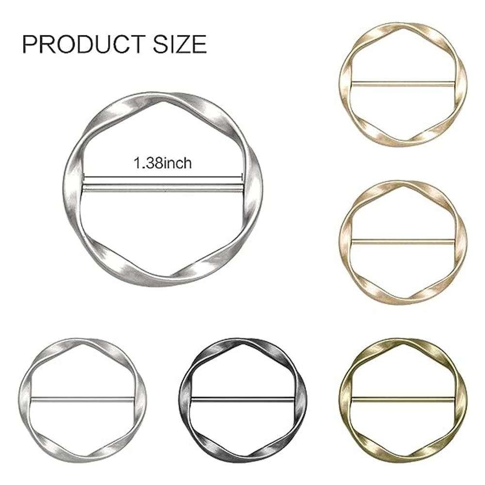 女性用の2つのスカーフクリップとリング,メタルバックル,ファ - Circle Round Bag のレビューと価格