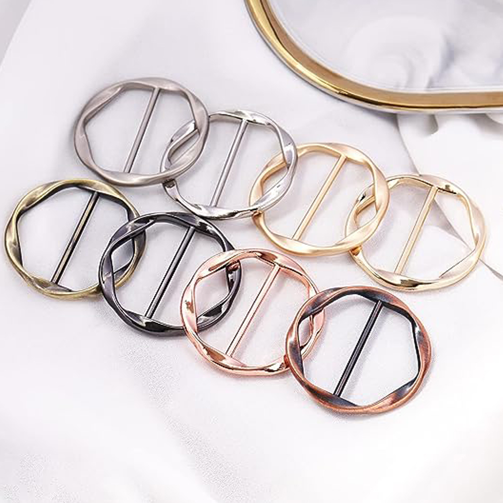 女性用の2つのスカーフクリップとリング,メタルバックル,ファ - Circle Round Bag のレビューと価格