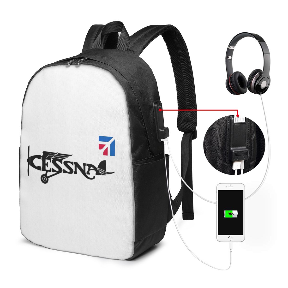 セスナロゴバックパック旅行ノートブックバッグコンピュータ大学 - Women Bags For College のレビューと価格