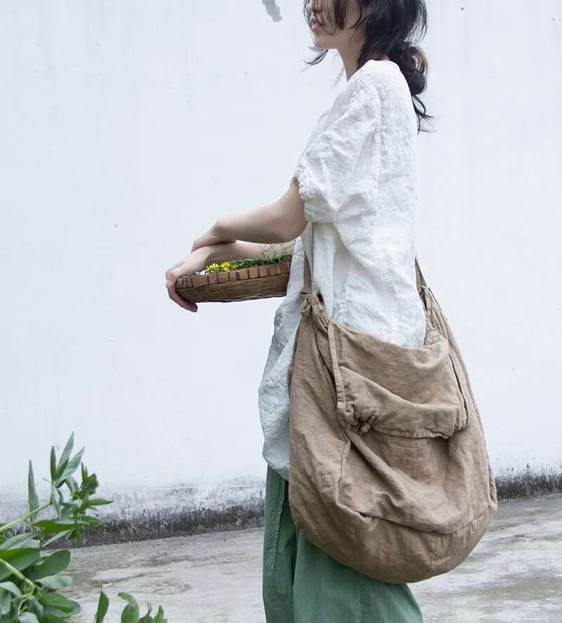 レトロな綿のリネンバッグ,大容量,ワンショルダー,カジュアル - Women'S Best Bags For Travel のレビューと価格