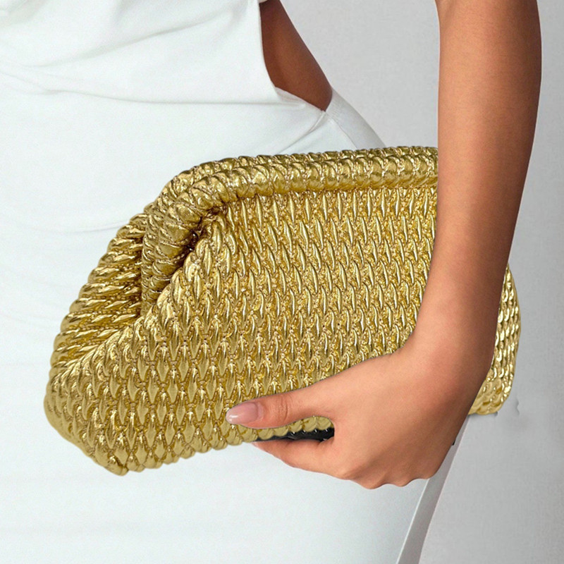 2026年 高級手織りゴールドロープ レディースイブニングク - Women Bags Gold のレビューと価格