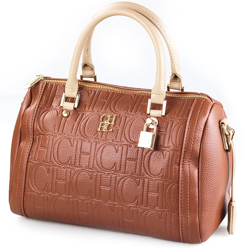 CH レディースハンドバッグ 高級エンボスロゴ ブラウンPU - Women Bags Logo のレビューと価格