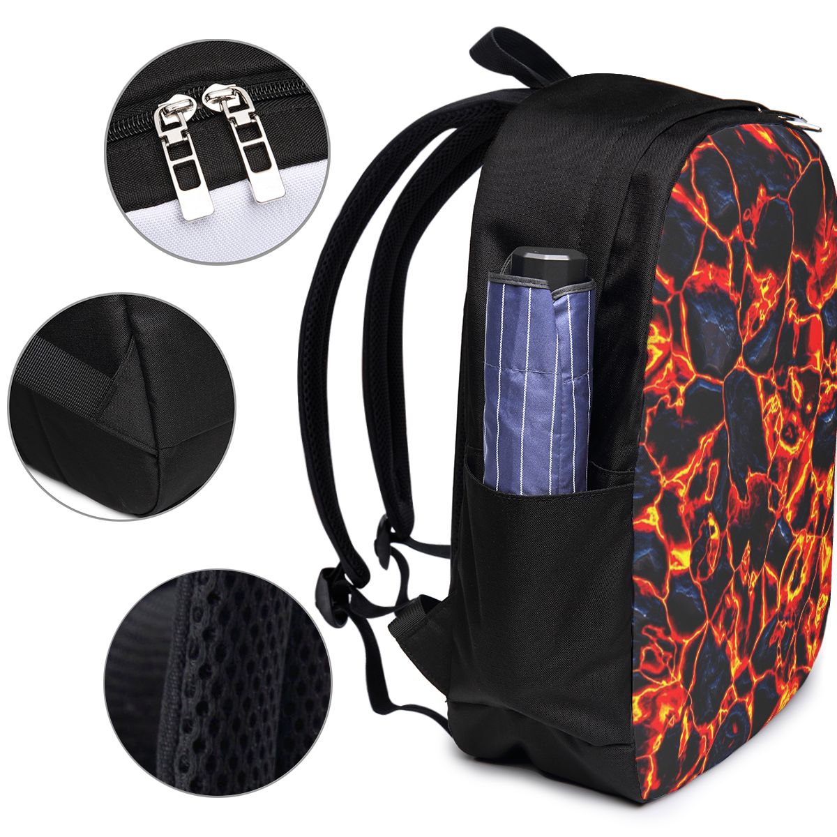 マグマ火山溶岩火災バックパック旅行ノートブックバッグコンピュ - Women Bags For College のレビューと価格