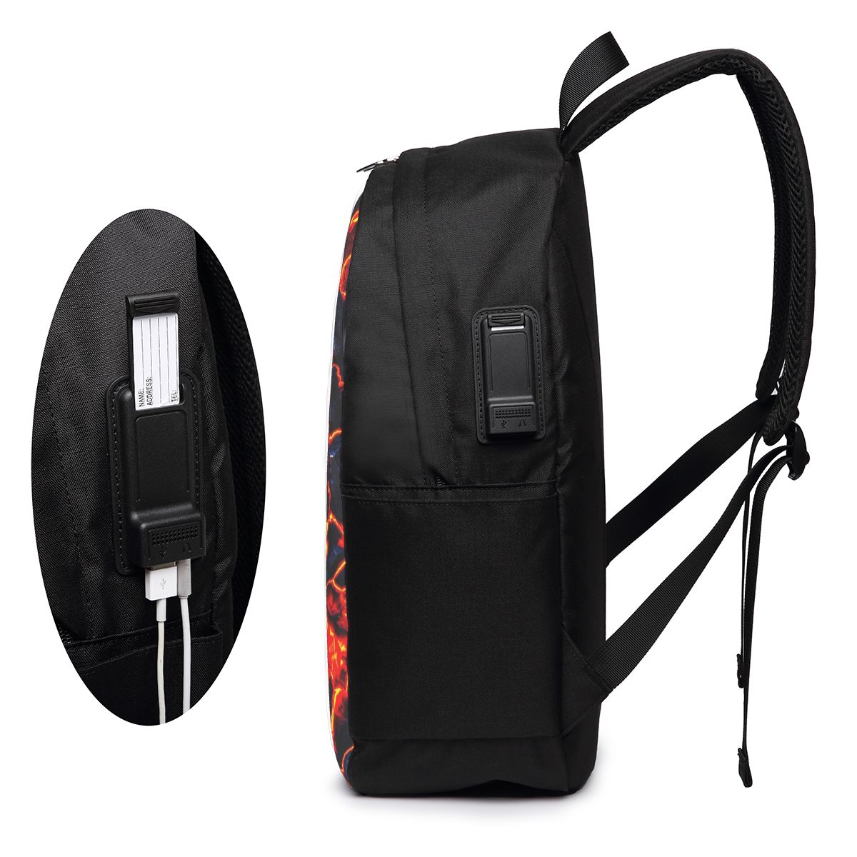 マグマ火山溶岩火災バックパック旅行ノートブックバッグコンピュ - Women Bags For College のレビューと価格