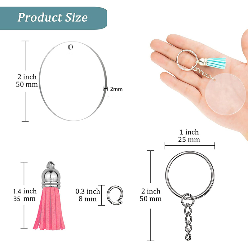 キーホルダー用にパーソナライズされた透明なアクリルキーホルダ - Circle Round Bag のレビューと価格