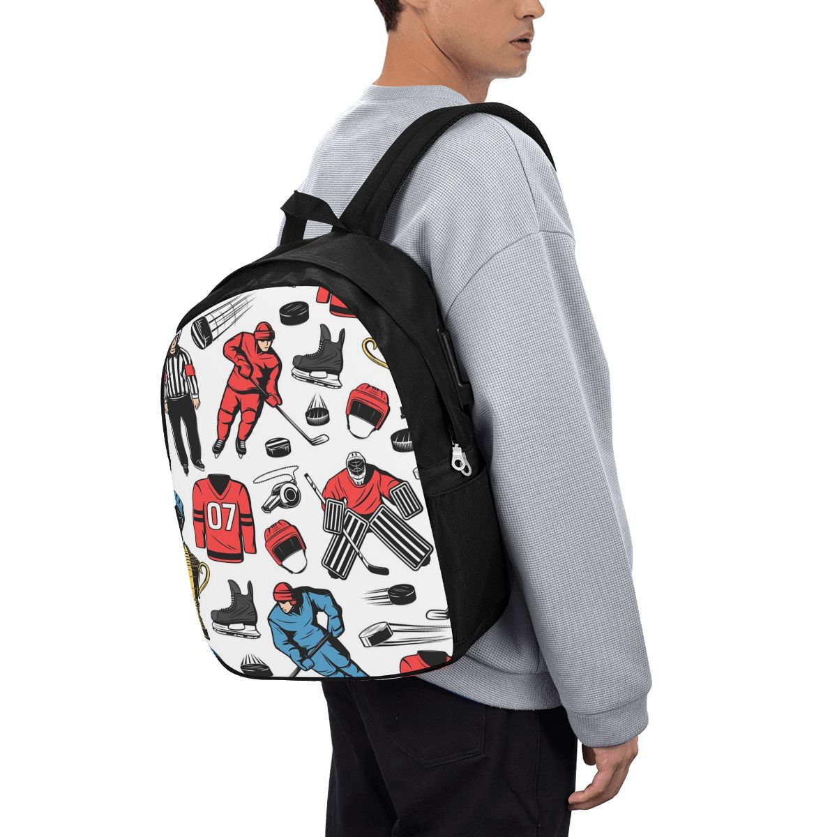 アイスホッケー選手オンリンクバックパック旅行ノートブックバッ - Women Bags For College のレビューと価格