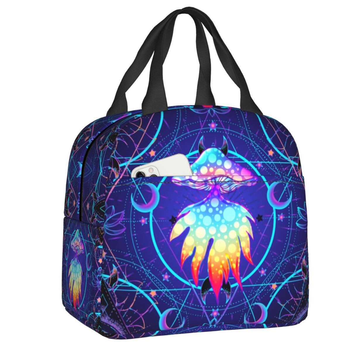 カスタムインドマンダラマジックランチバッグ屋外ピクニック音楽 - Women Bags India のレビューと価格