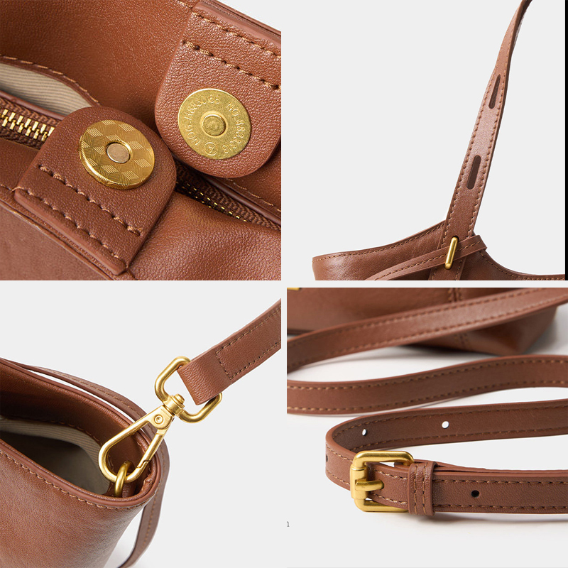 レディース本革高級トートショルダーバッグ、ペブルドレザー、マ - Women Bags Gold のレビューと価格