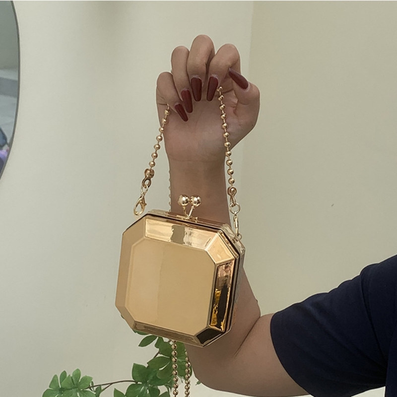 女性のためのゴールデンミニイブニングクラッチ,小さなPVCボ - Women Bags Gold のレビューと価格