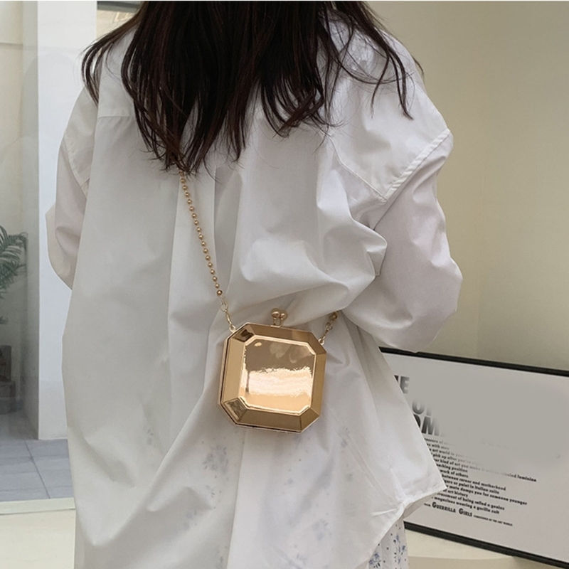 女性のためのゴールデンミニイブニングクラッチ,小さなPVCボ - Women Bags Gold のレビューと価格