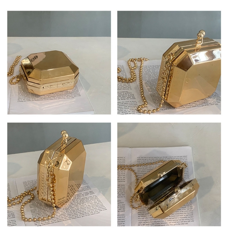 女性のためのゴールデンミニイブニングクラッチ,小さなPVCボ - Women Bags Gold のレビューと価格
