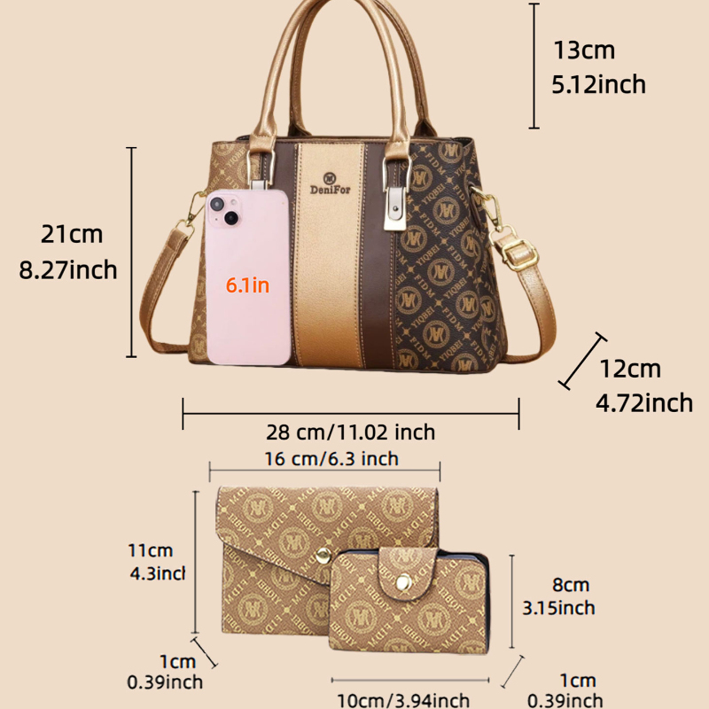 3点セットの女性用ハンドバッグ、スプライスデザイン、軽量高級 - Women Bags Designer のレビューと価格