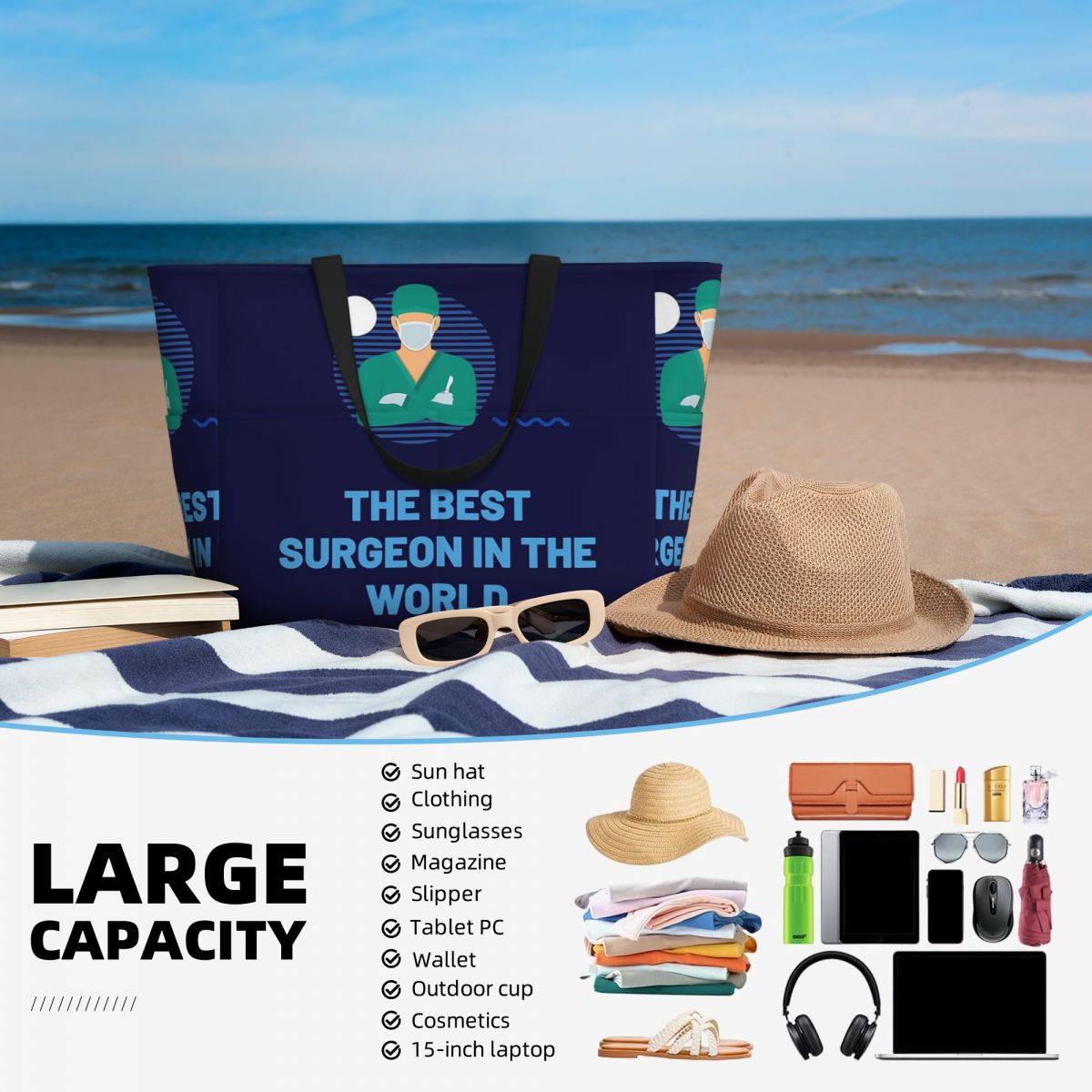 世界最高の外科医 ビーチトートバッグ スポーツジム ヨガ ダ - Women'S Best Bags For Travel のレビューと価格
