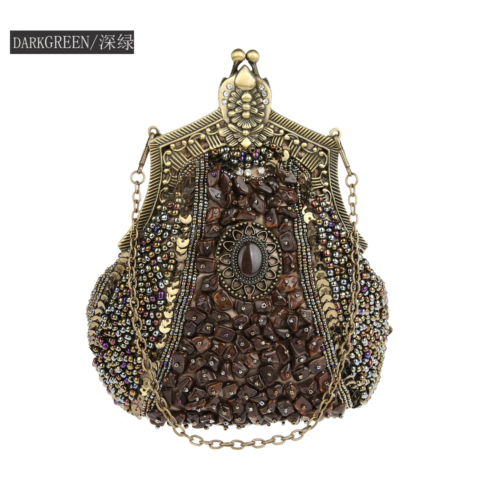 女性用パールスパンコールクラッチ,ヴィンテージ,アンティーク - Women Bags Gold のレビューと価格