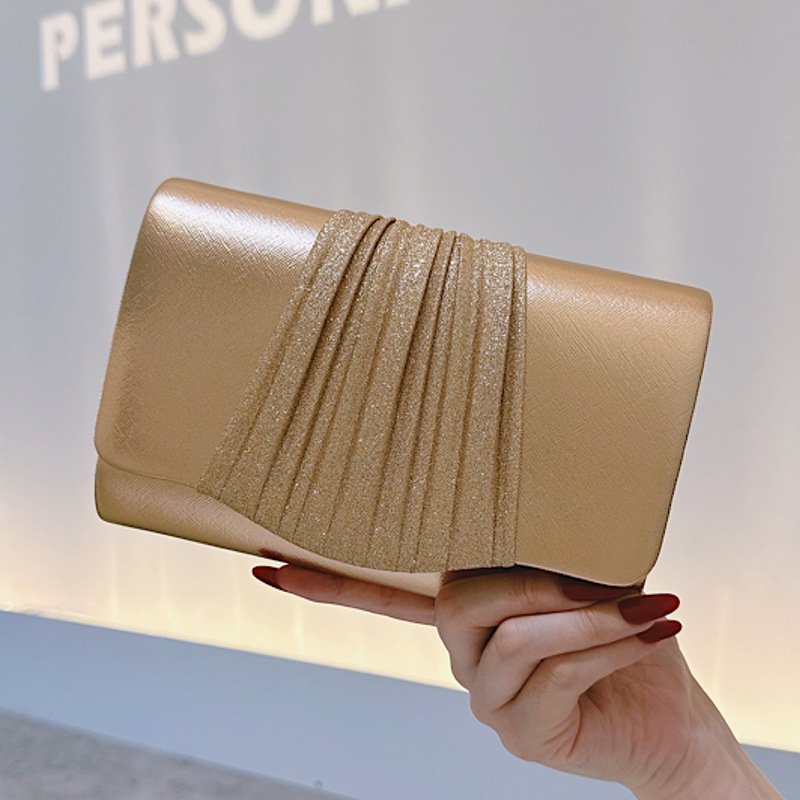 女性用ゴールデンスモールイブニングクラッチバッグ、トレンディ - Women Bags Gold のレビューと価格