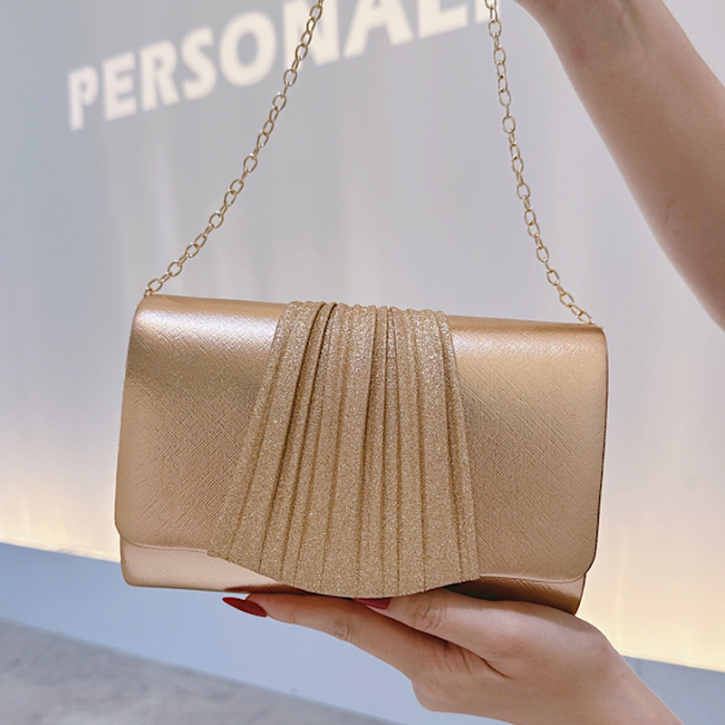 女性用ゴールデンスモールイブニングクラッチバッグ、トレンディ - Women Bags Gold のレビューと価格