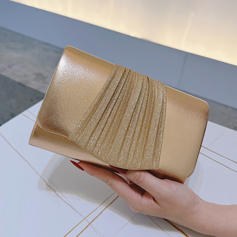 女性用ゴールデンスモールイブニングクラッチバッグ、トレンディ - Women Bags Gold のレビューと価格