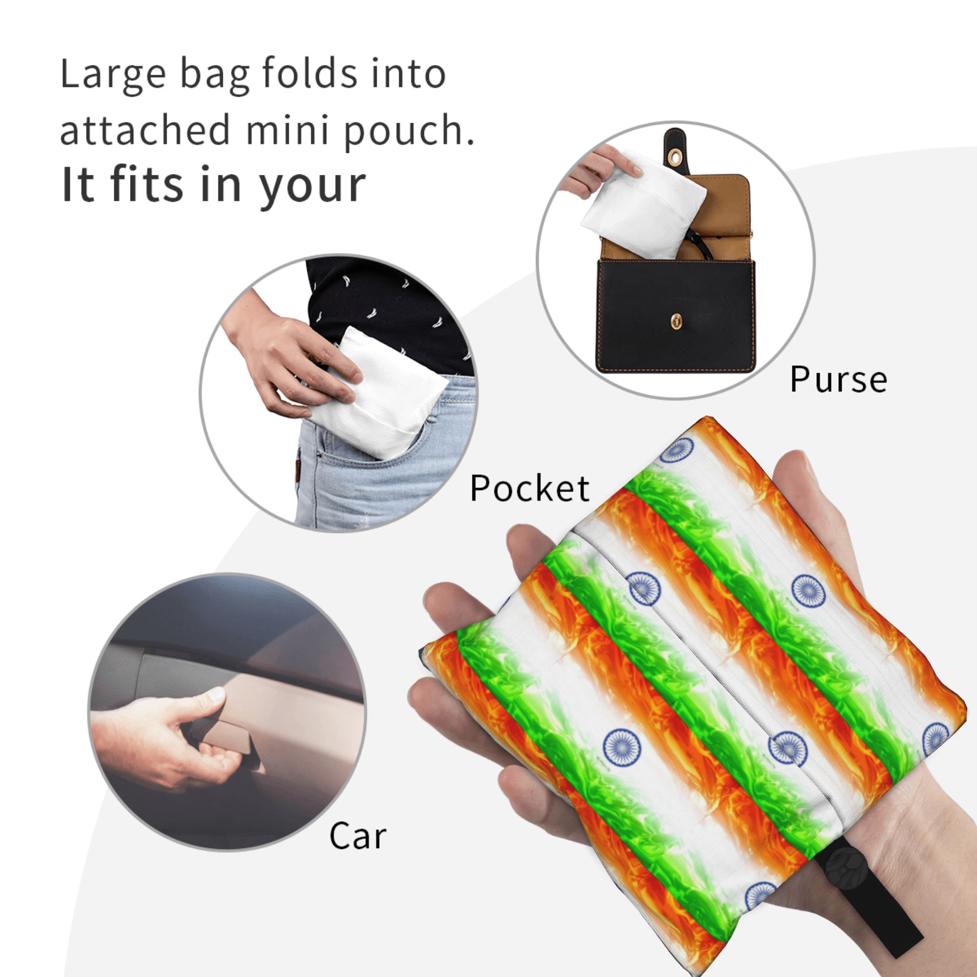 インドの国旗食料品ショッピングトートバッグ女性かわいいインド - Women Bags India のレビューと価格