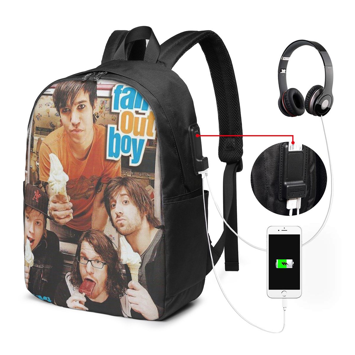 Fall Out Boy バックパック トラベルノートブック - Women Bags For College のレビューと価格